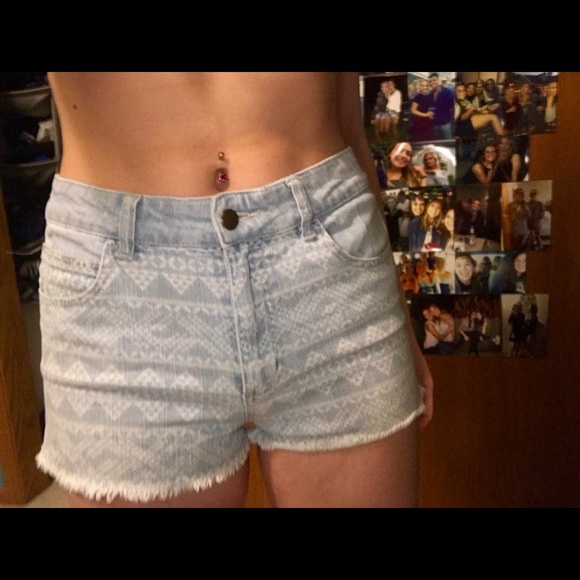 Forever 21 Pants - Light-wash Aztec printed shorts